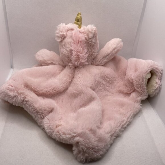 Kellytoy K. Luxe Baby Security Blanket Pink Unicorn Plush Head Lovey Rattle Toy - Picture 4 of 9